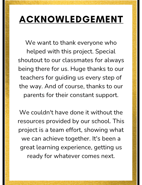 Acknowledgement Sample for Project Class 1