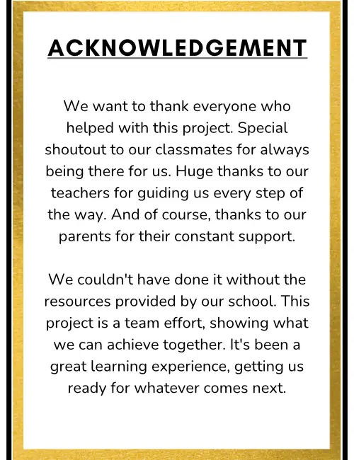Acknowledgement Sample for Project Class 11