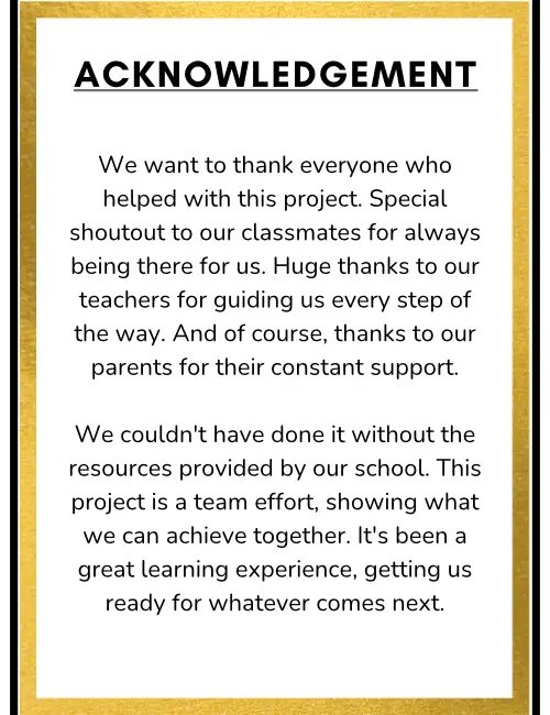 Acknowledgement Sample for Project Class 4