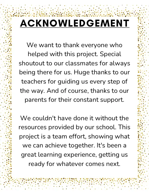 Acknowledgement for Class 2 Project