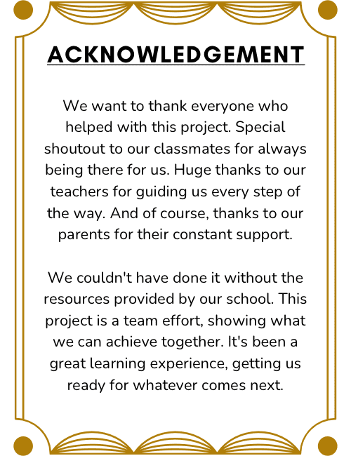 Acknowledgement for Project for Class 7