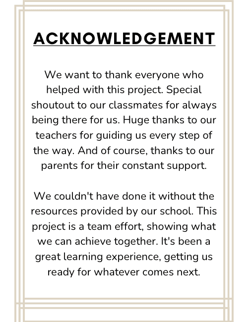 Acknowledgement for School Project Class 3