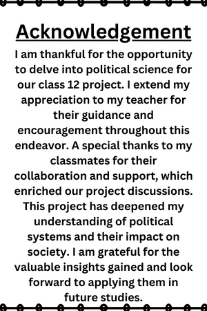 Acknowledgement for Project 12 Political Science
