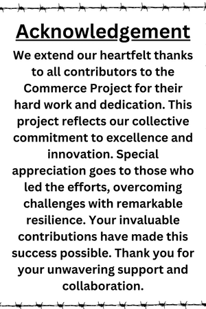 Acknowledgement for Project Commerce