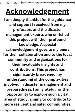Acknowledgement on Disaster Management